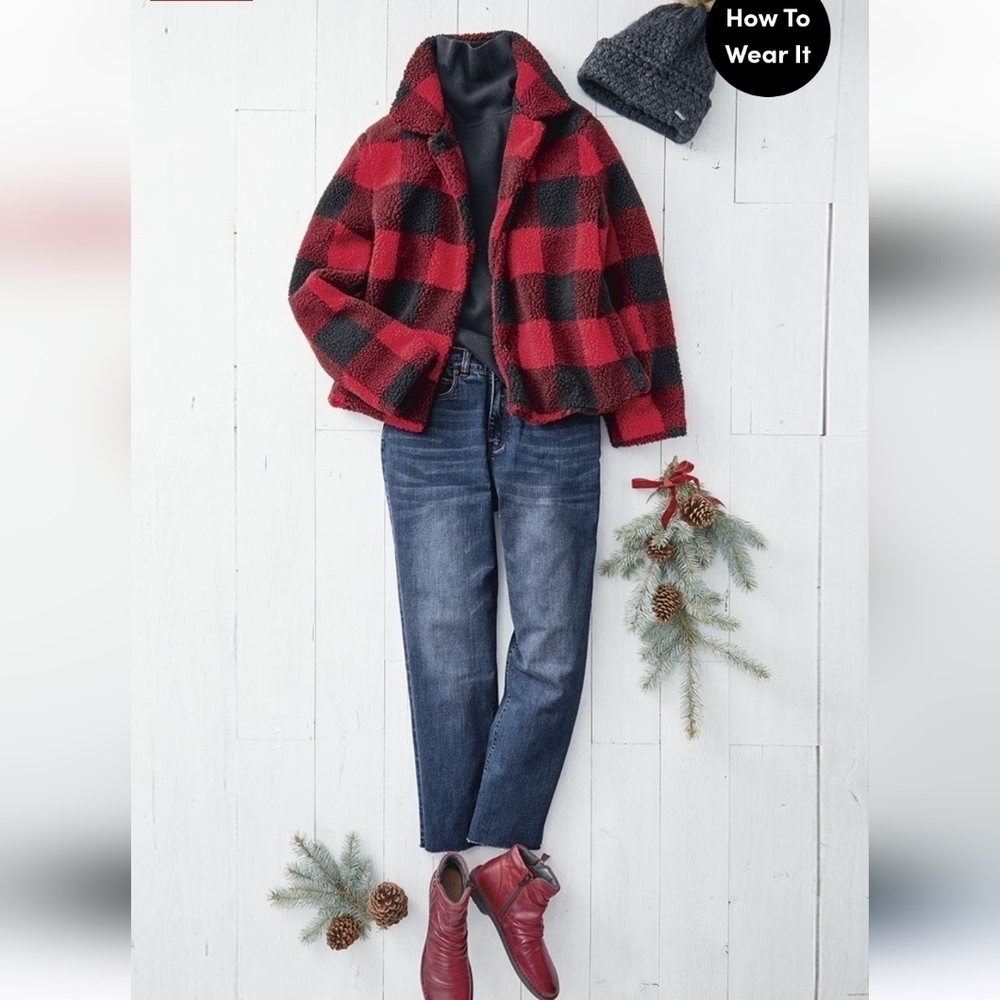 Chaps Buffalo Plaid Button Up Cardigan Cabin Core Size Large - Picture 5 of 12